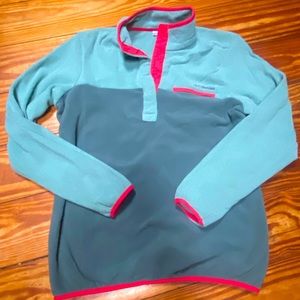 Columbia Blue Fleece Pullover with Hot Pink Piping